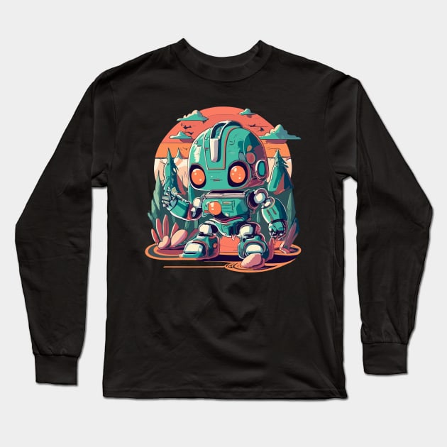 Chibi Mech Bot Long Sleeve T-Shirt by Mecha Design by MechaRon